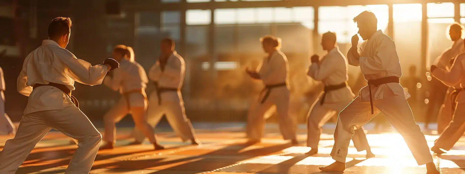 a group of martial arts instructors participating in a dynamic training session, showcasing their expertise in taekwondo, jiu jitsu, and mixed martial arts.